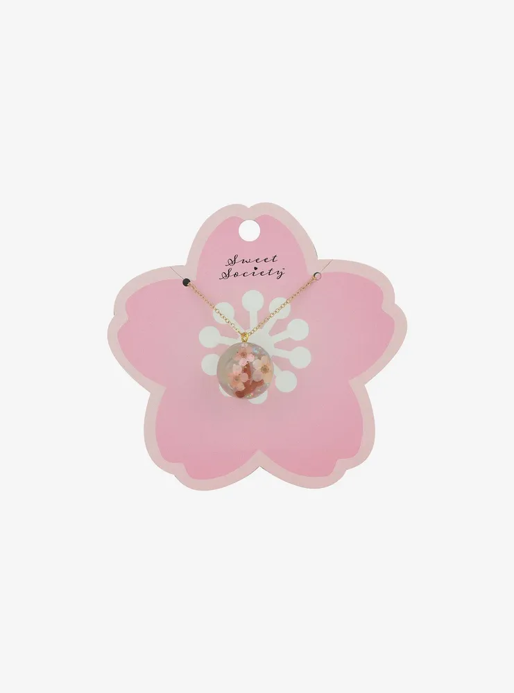 Sweet Society Sakura Flower Globe Necklace