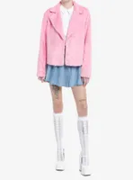 Sweet Society Pink Faux Fur Girls Crop Coat