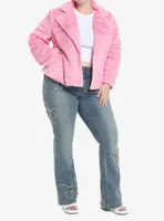 Sweet Society Pink Faux Fur Crop Girls Coat Plus