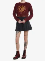 Cosmic Aura Gold Sun & Moon Girls Crop Sweater