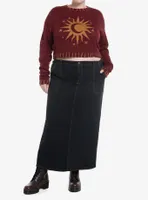 Cosmic Aura Gold Sun & Moon Crop Girls Sweater Plus