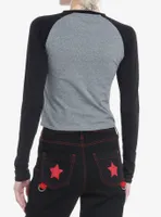 Social Collision Skulls & Stars Girls Raglan Long-Sleeve Top