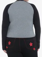 Social Collision Skulls & Stars Girls Raglan Long-Sleeve Top Plus