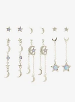 Cosmic Aura Star & Moon Opal Earring Set