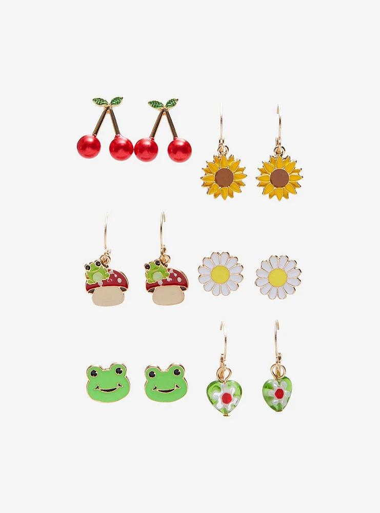 Thorn & Fable Frog Mushroom Earring Set