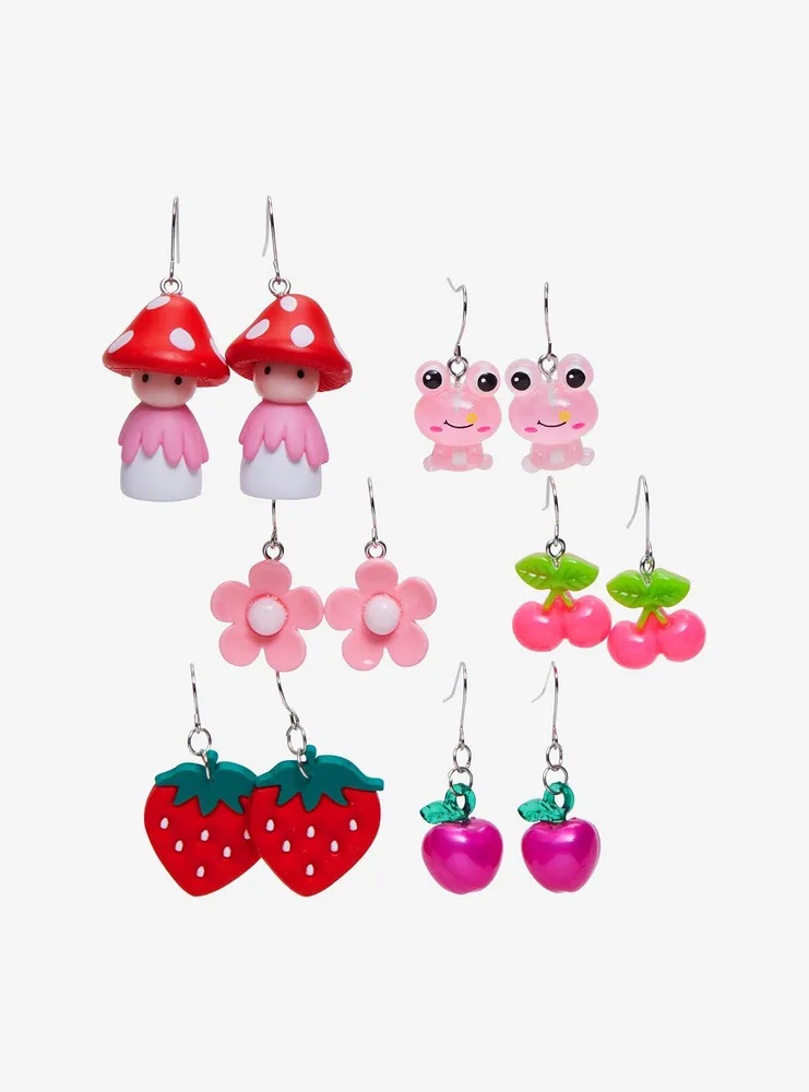 Sweet Society Strawberry Mushroom Figural Earring Set