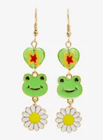 Thorn & Fable Frog & Flower Drop Earrings