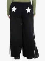 Social Collision Black & White Stripe Star Carpenter Pants Plus