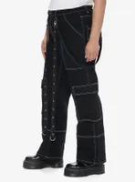 Black & White Contrast Stitch Suspender Carpenter Pants Plus