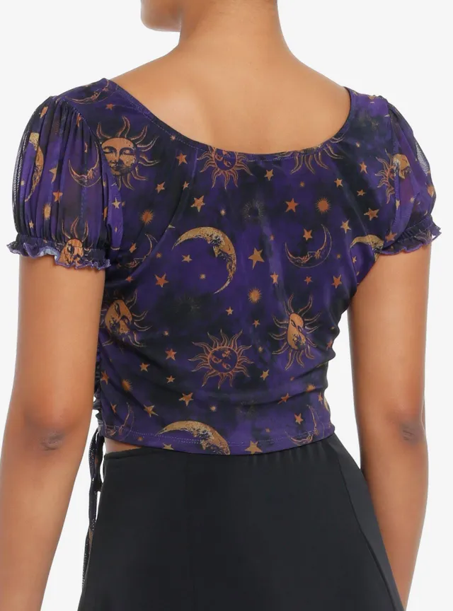 Hot Topic Cosmic Aura Celestial Ruched Girls Crop Top