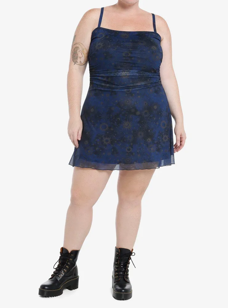 Cosmic Aura Celestial Ruched Cami Dress Plus