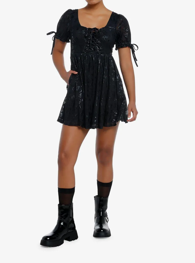 Cosmic Aura Skeleton Butterfly Lace-Up Dress