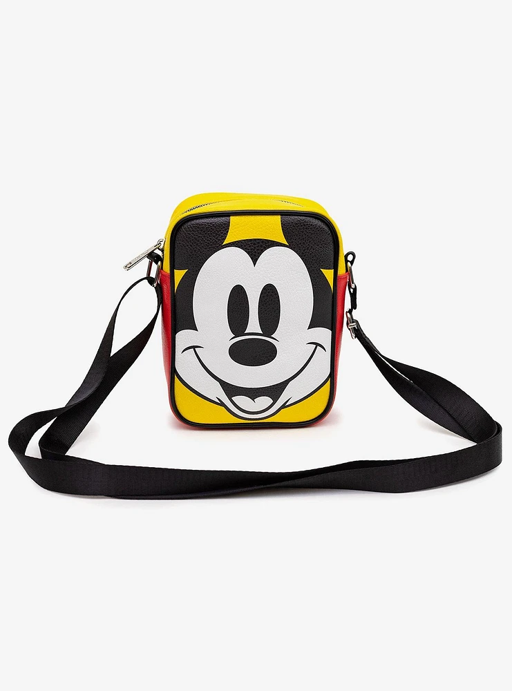 Disney Mickey Mouse Happy Face & Buttons Close Up Crossbody Bag