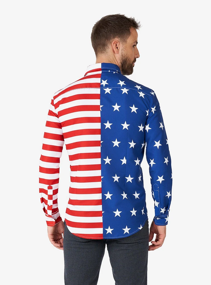 USA Flag Button-Up Shirt