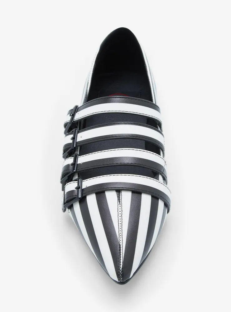 Strange Cvlt Black & White Stripe Coven Flats