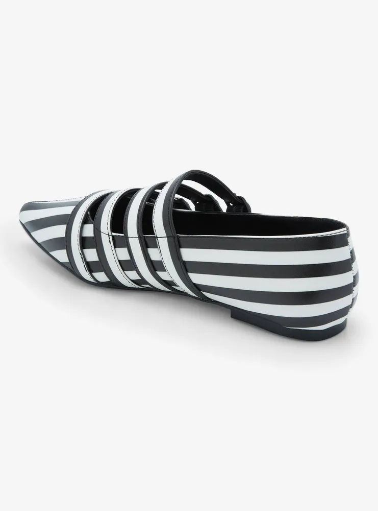 Strange Cvlt Black & White Stripe Coven Flats