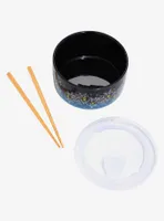 Sailor Moon Blue Floral Bowl with Lid and Chopsticks