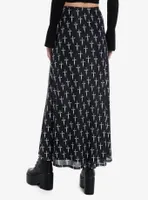 Social Collision Daggers Allover Print Front Slit Maxi Skirt
