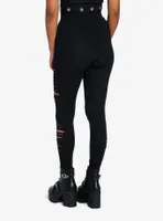 Social Collision Black Side Shredded Leggings