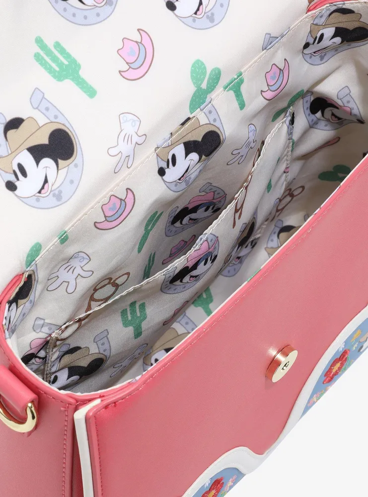 Loungefly Disney Mickey & Minnie Western Denim Crossbody Bag
