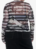 Social Collision Stripe Punk Graphics Girls Long-Sleeve Top Plus