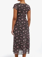 Thorn & Fable Brown Pink Roses Midaxi Dress