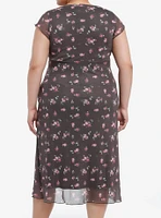 Thorn & Fable Brown Pink Roses Midaxi Dress Plus