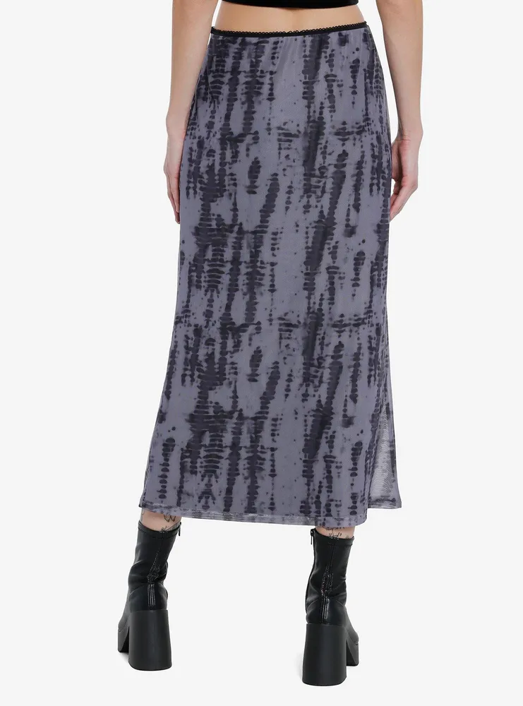 Dark Grey Wash Mesh Midi Skirt