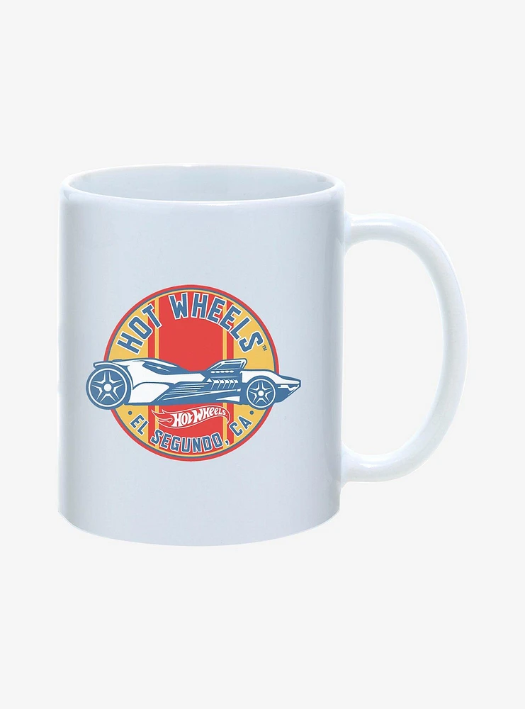 Hot Wheels Circle Striped Race Car Emblem Mug 11oz