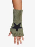 Olive Star Fingerless Gloves
