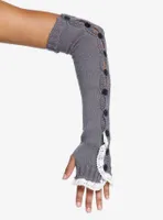 Grey Lace Button Arm Warmers