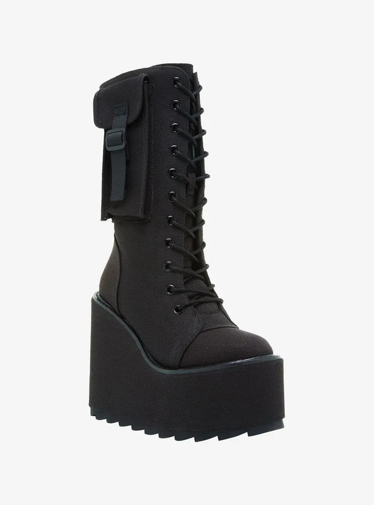 YRU Dune Desert Black Platform Boots