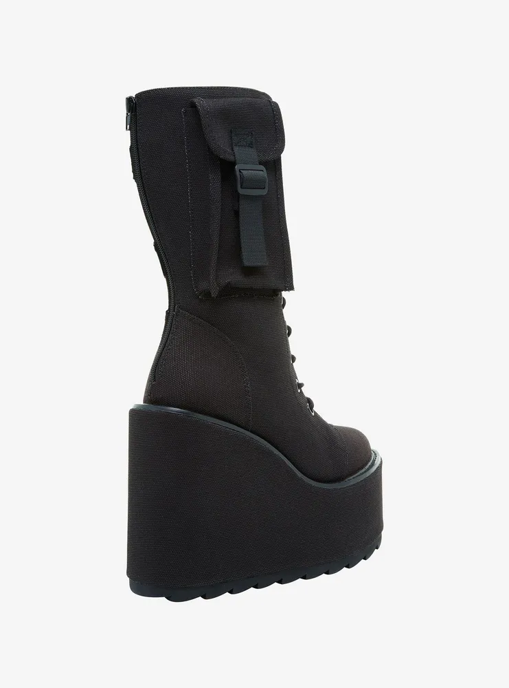 YRU Dune Desert Black Platform Boots