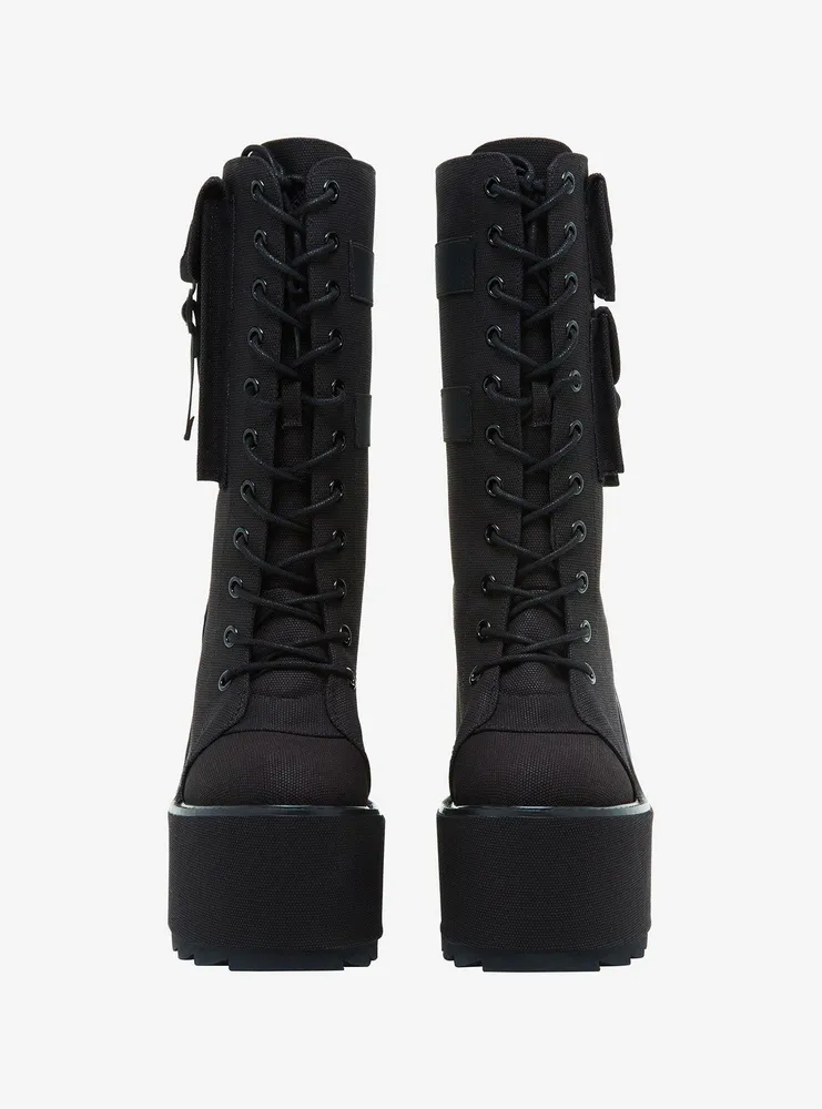 YRU Dune Desert Black Platform Boots