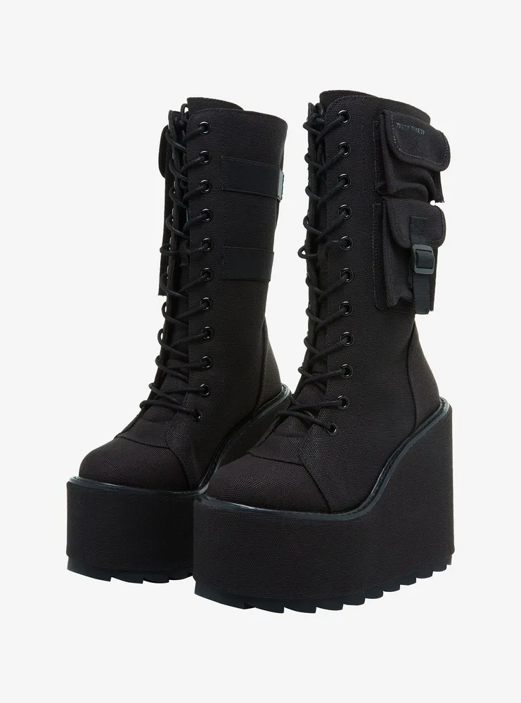 YRU Dune Desert Black Platform Boots