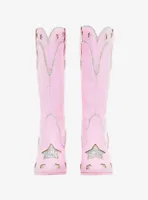 YRU Pink Glitter Star Cowgirl Boots