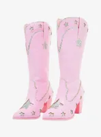 YRU Pink Glitter Star Cowgirl Boots