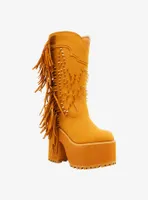 YRU Frings Spike Heel Cowgirl Platform Boots