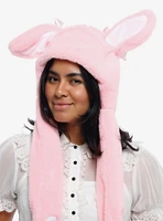 Pink Bunny Fuzzy Tassel Beanie With Movable Ears