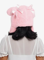 Pink Bunny Fuzzy Tassel Beanie With Movable Ears