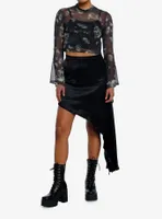 Social Collision Butterfly Skull Mesh Girls Bell Sleeve Top