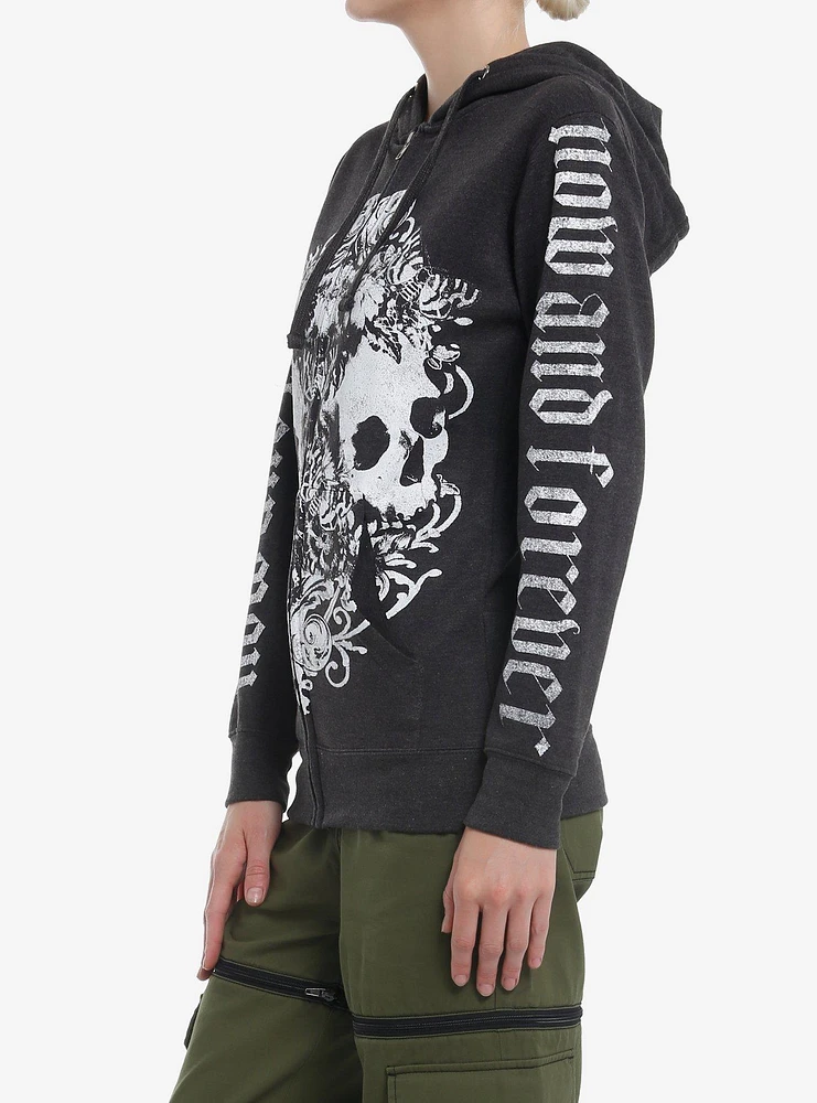 Social Collision Skulls & Flowers Girls Hoodie