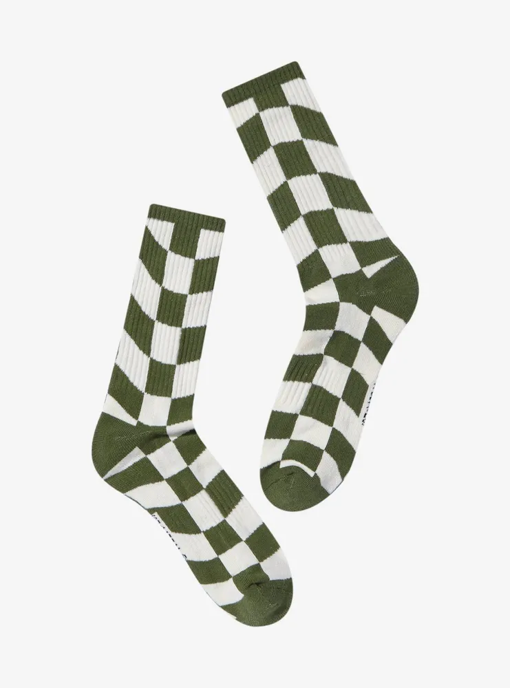 Harry Potter Slytherin Crest Checkered Crew Socks - BoxLunch Exclusive