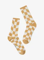 Harry Potter Hufflepuff Crest Checkered Crew Socks - BoxLunch Exclusive