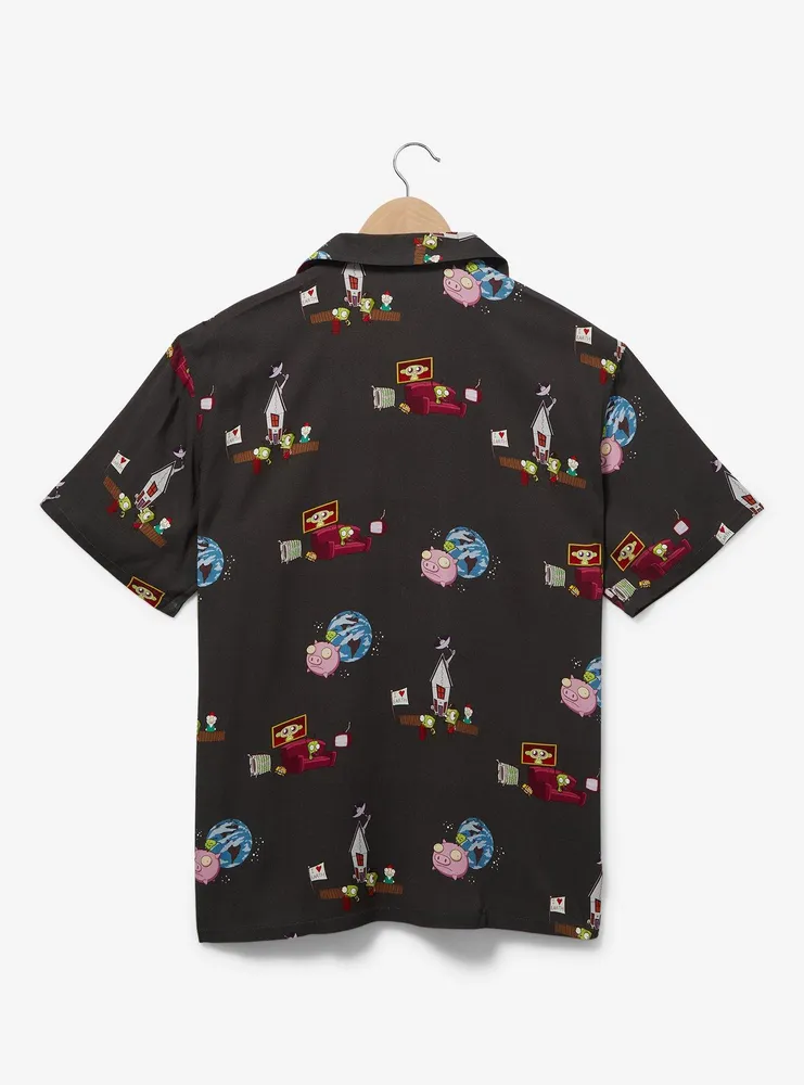 Invader Zim Icons Allover Print Woven Button Up - BoxLunch Exclusive
