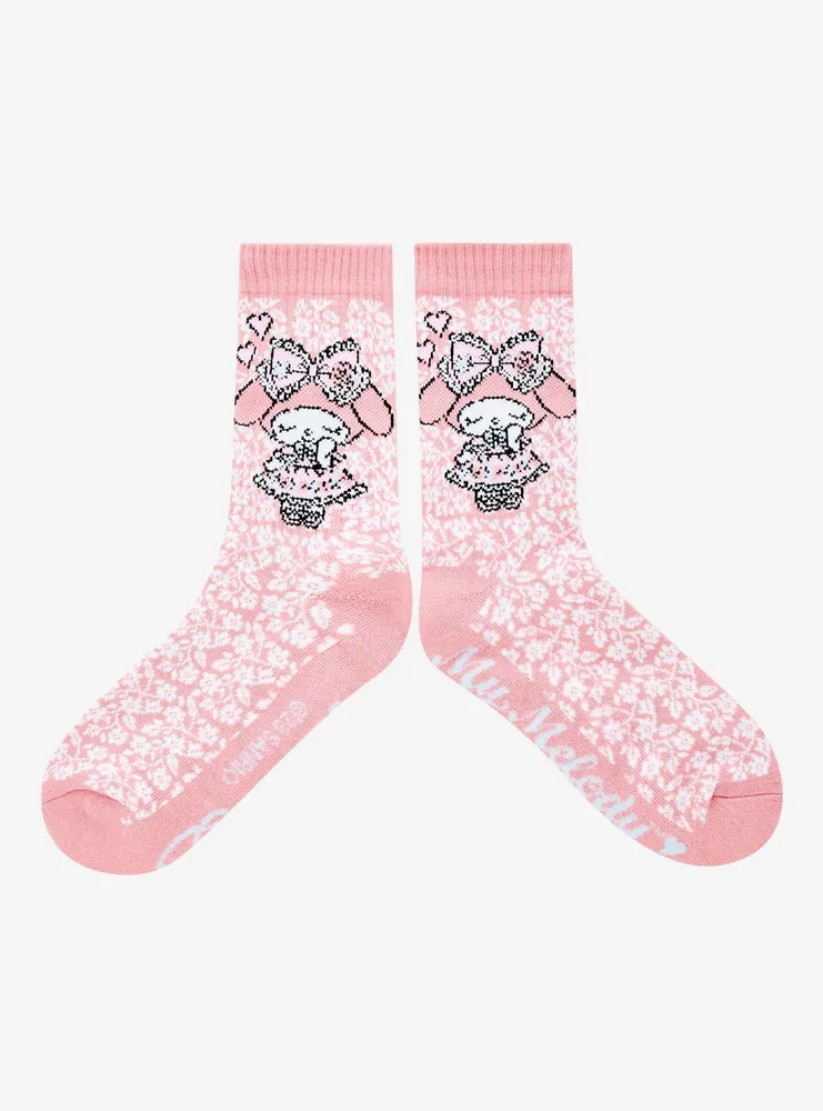 Sanrio My Melody Pink Allover Print Crew Socks - BoxLunch Exclusive