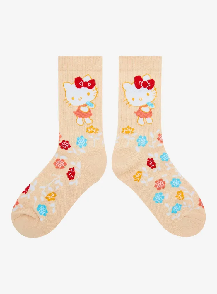 Sanrio Hello Kitty Floral Allover Print Crew Socks - BoxLunch Exclusive