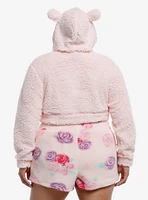 My Melody & Sweet Piano Fuzzy Girls Crop Hoodie