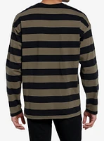 Social Collision Olive & Black Stripe Long-Sleeve T-Shirt