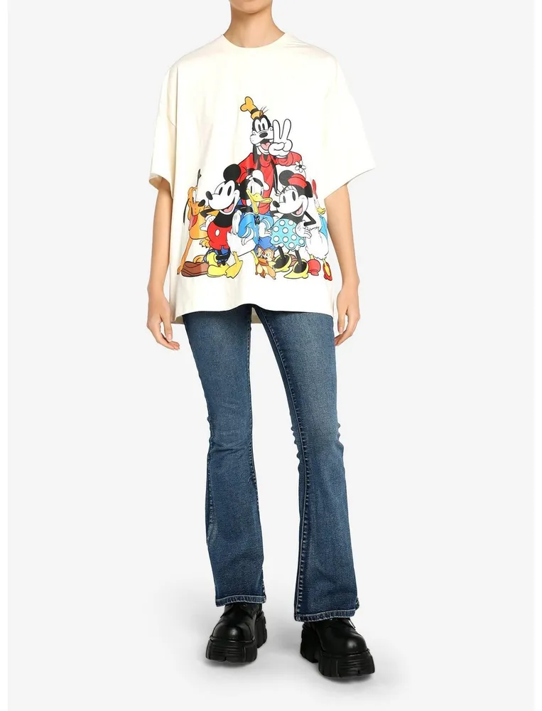 Disney Mickey Mouse And Friends Front & Back Group Girls Oversized T-Shirt